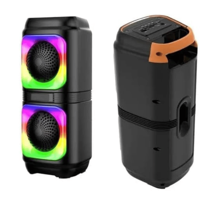 مكبر صوت بلوتوث لاسلكي محمول طراز MK-4215 للألعاب بإضاءة ار جي بي يدعم USB وشريحة Micro SD وراديو اف ام وايه يو اكس يوفر صوتًا وإضاءة ديناميكية مدمجة