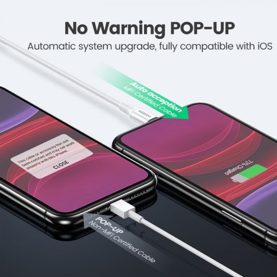 سلك شاحن يوجرين USB إلى آيفون بطول 1 م - أبيض UGREEN