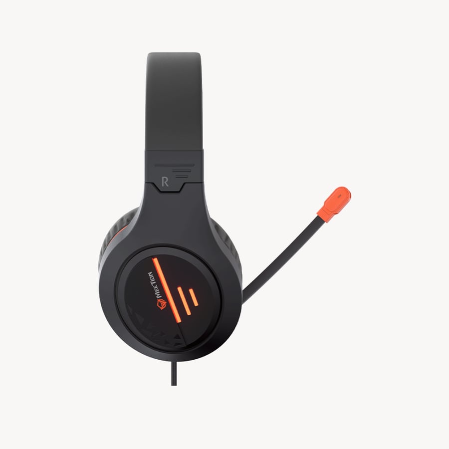 Gaming stereo headset with microphone with noise isolation technology MEETION HP021 – black orange, lightweight, with backlighting