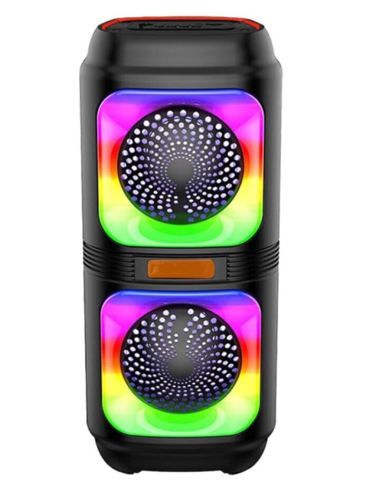 مكبر صوت بلوتوث لاسلكي محمول طراز MK-4215 للألعاب بإضاءة ار جي بي يدعم USB وشريحة Micro SD وراديو اف ام وايه يو اكس يوفر صوتًا وإضاءة ديناميكية مدمجة