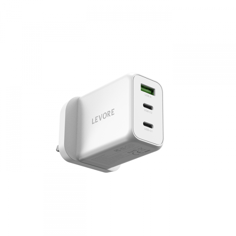شاحن جداري ليفوري 65 واط منفذين USB-C ومنفذ USB-A-متجر الدانة