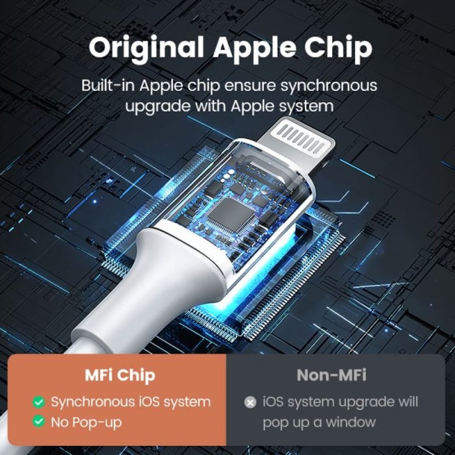 سلك شاحن يوجرين USB إلى آيفون بطول 1 م - أبيض UGREEN