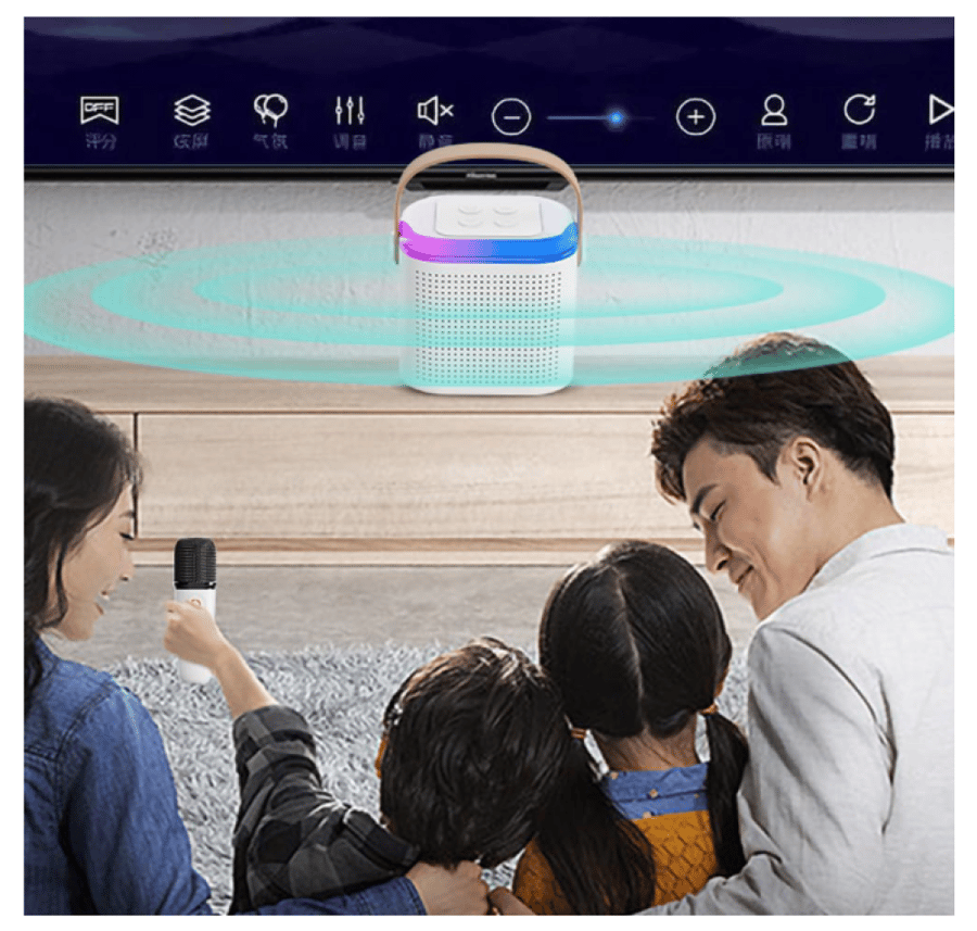 سبيكر كاريوكي مع اثنين من الميكروفونات اللاسلكية ، مكبر صوت كاريوكي Y1 مع ضوء RGB
