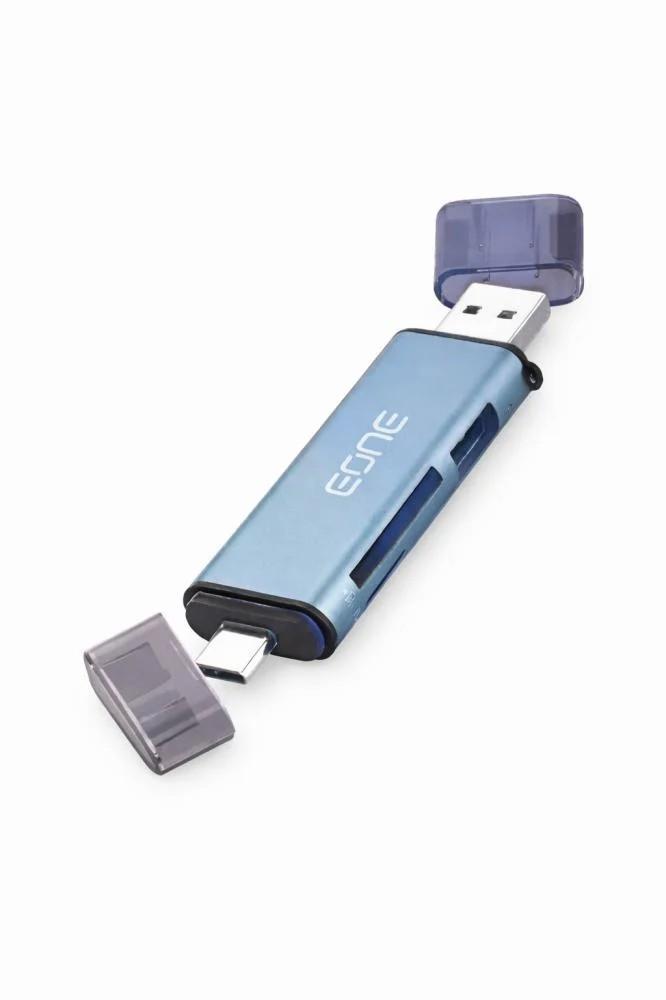 قارئ بطاقات EONE USB-C & USB-A مع USB 3.0 Hub