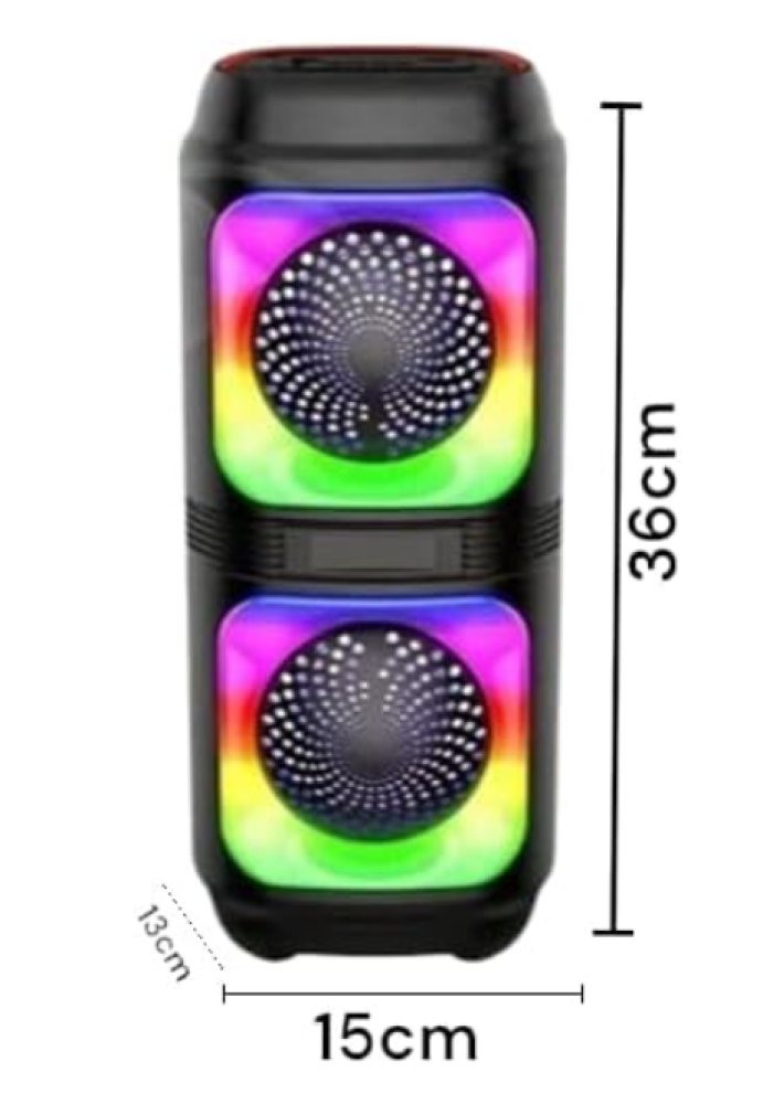 مكبر صوت بلوتوث لاسلكي محمول طراز MK-4215 للألعاب بإضاءة ار جي بي يدعم USB وشريحة Micro SD وراديو اف ام وايه يو اكس يوفر صوتًا وإضاءة ديناميكية مدمجة