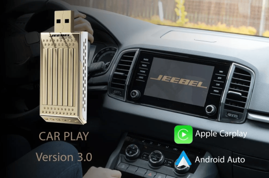 Jeebel wireless CarPlay for the car | Smart Android with a screen supporting YouTube and Google Maps – RAM 4GB and 64GB storage | Supports all cars