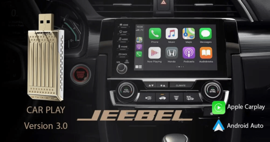 Jeebel wireless CarPlay for the car | Smart Android with a screen supporting YouTube and Google Maps – RAM 4GB and 64GB storage | Supports all cars