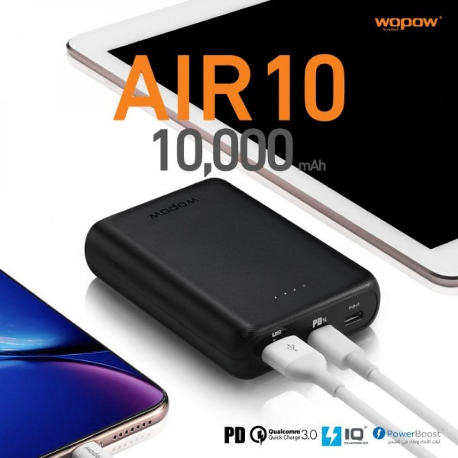 بطارية محمولة باور بنك شاحن متنقل 18 واط 10,000mAh- ووبو - WOPOW AIR10