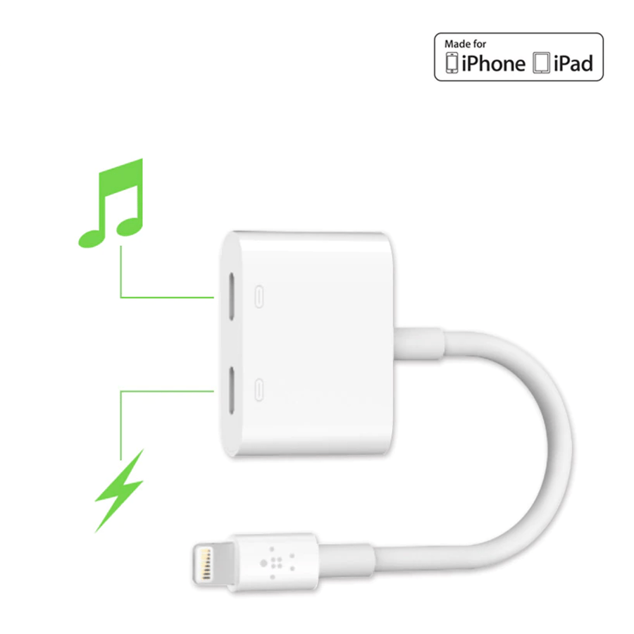 بلكن وصلة شاحن وصوت  لايتنغ (Belkin Audio + Lightning Charge)