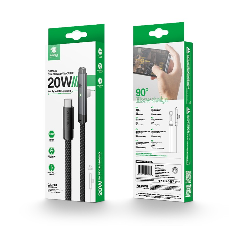 كيبل شحن سريع بلكستون 20 واط تايب سي إلى لايتنغ  (Plextone cable type-C to Lighting 20 WATT)