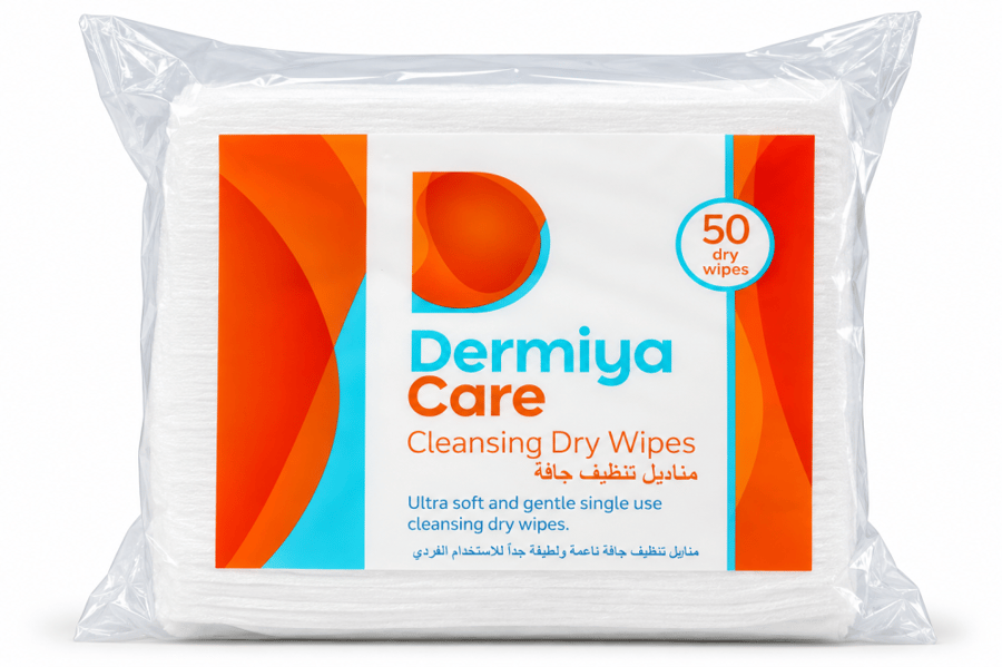 مناديل تنظيف جافة ديرميا كير Dermiya Care ناعمة ولطيفة – 50 منديل