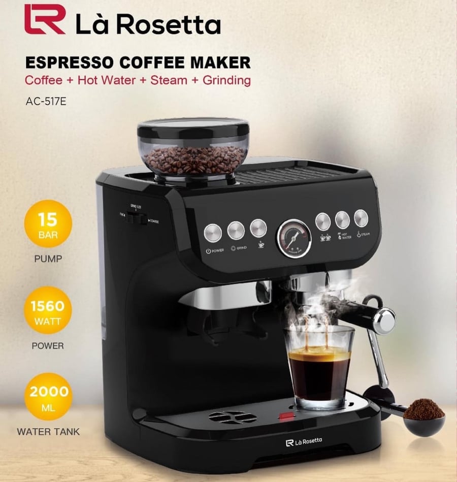 ماكينة اسبريسو منزلية لاروزيتا اسود la rosetta espresso black