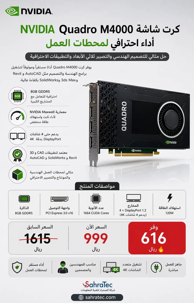 كرت شاشه Nvida Quadro M4000 8 GB DDr5