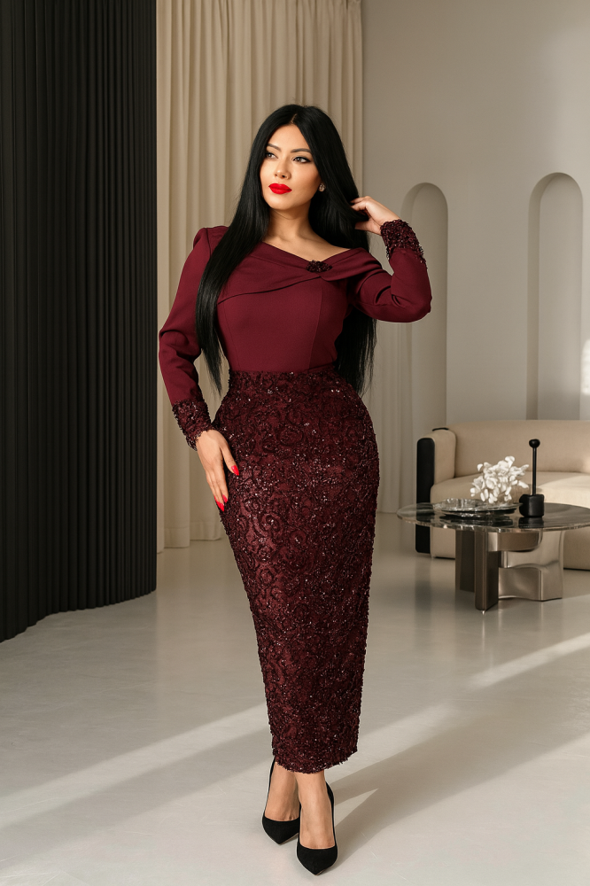 فستان سهره برغندي