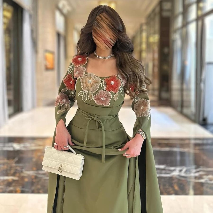 فستان زيتي ناعم