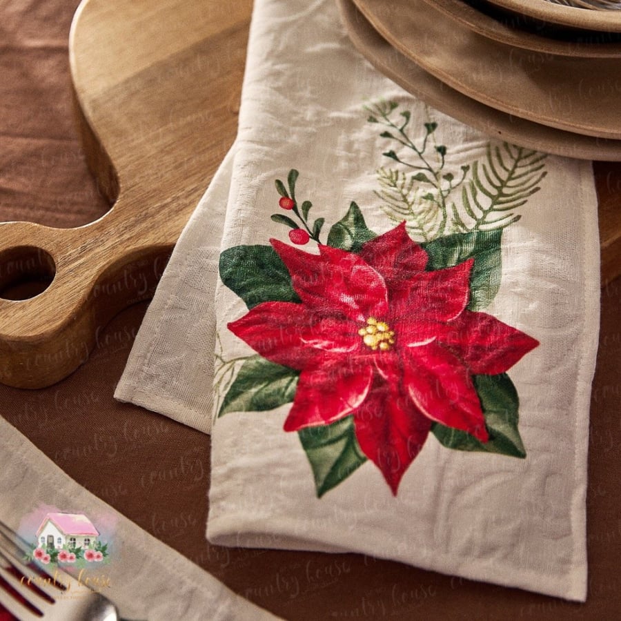 مفرش الوردة الحمراء من زارا Zara tea towel