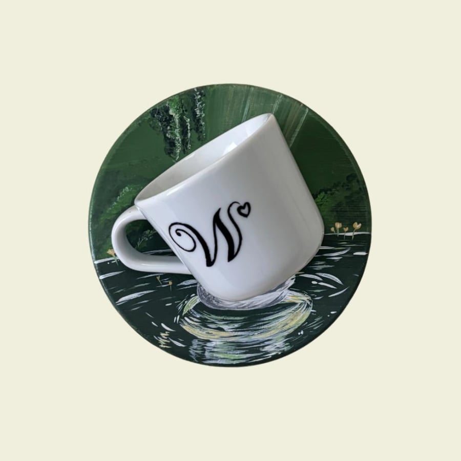 كوب اسبريسو مع الصحن (swan lake)