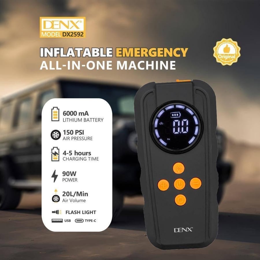 Portable battery bag for car with 6000 mAh power and built-in air pump