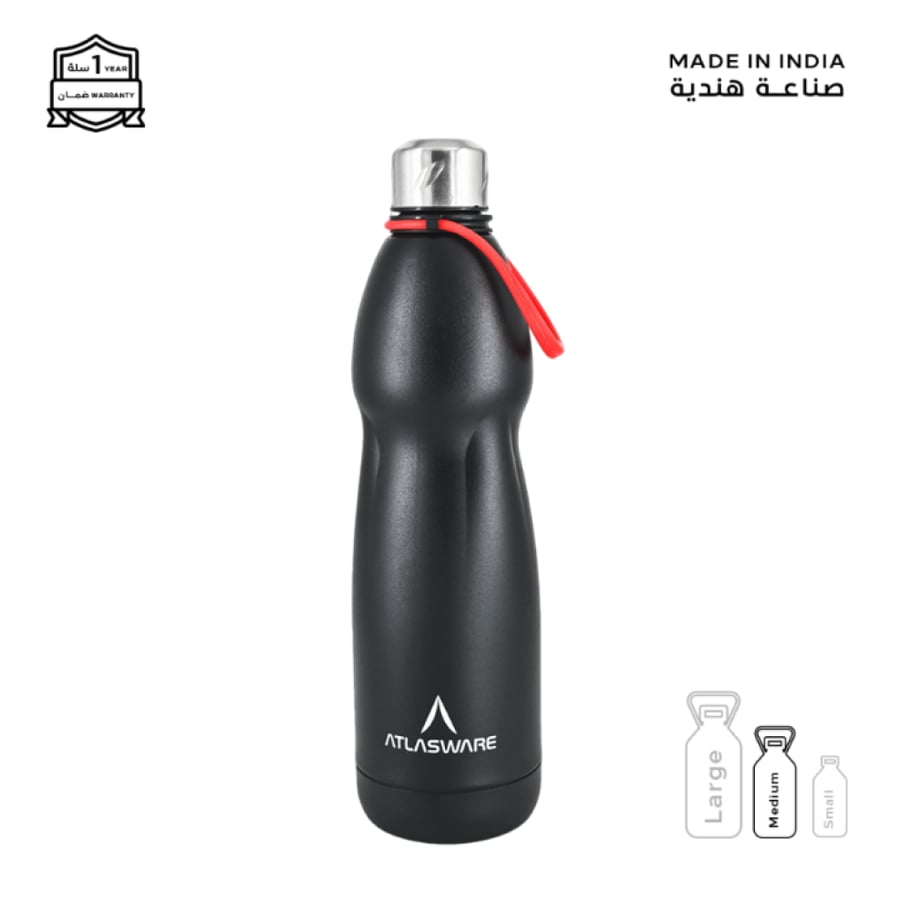 Atlas Wear 1000 ml black rubber bottle