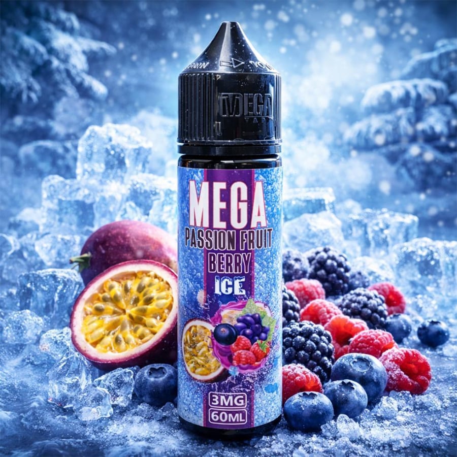 ميقا باشن فروت توت ايس 60 مل 3 نوكتين- Mega Passion Fruit Berry Ice 60ml