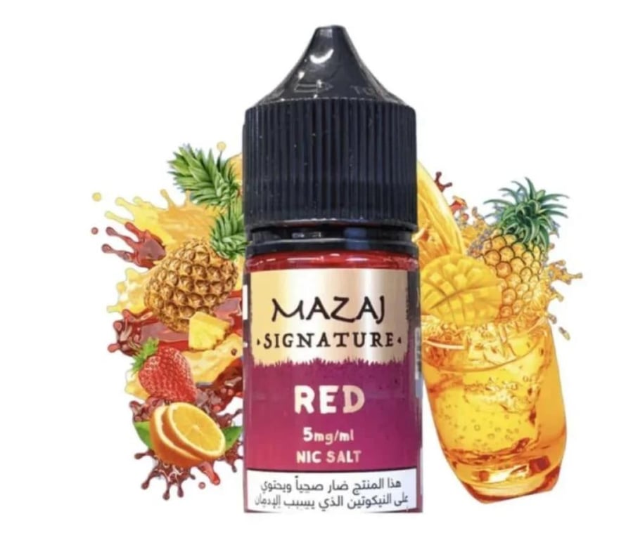 نكهة مزاج سيجنتشر ريد فاكهة استوائية 50 نوكتين 30 مل Mazaj Signature RED SALT
