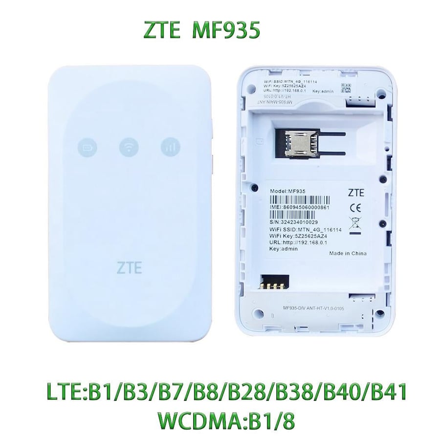 راوتر واي فاي محمول ZTE MF935 4G LTE، 150 ميجابت في الثانية - ابيض