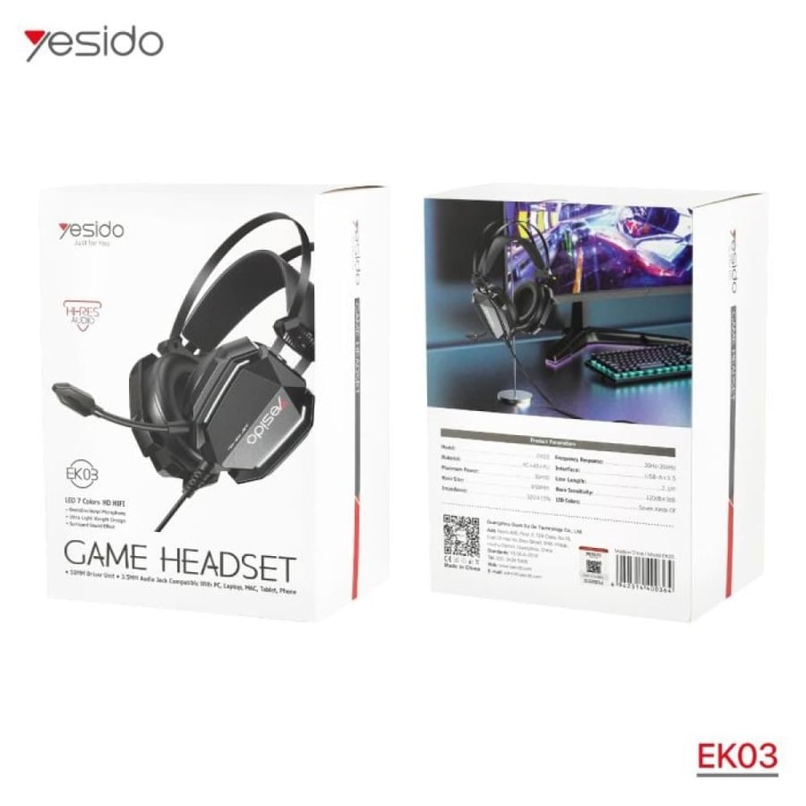 YESIDO EK03 wired headset for computer and mobile games