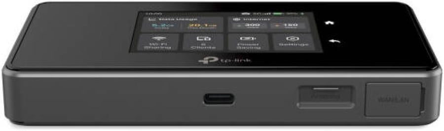 راوتر TP-Link M8550 5G LTE WLAN المحمول، شبكة AXE3600 ثلاثية النطاق، سرعة تنزيل 3.4 جيجابت في الثانية، يدعم حتى 32 جهازًا، منفذ Gigabit WAN/LAN، تشفير VPN، أسود | M8550