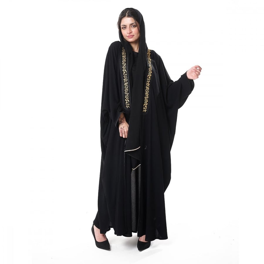 عباية بشت الحروف لون اسود - ذهبي