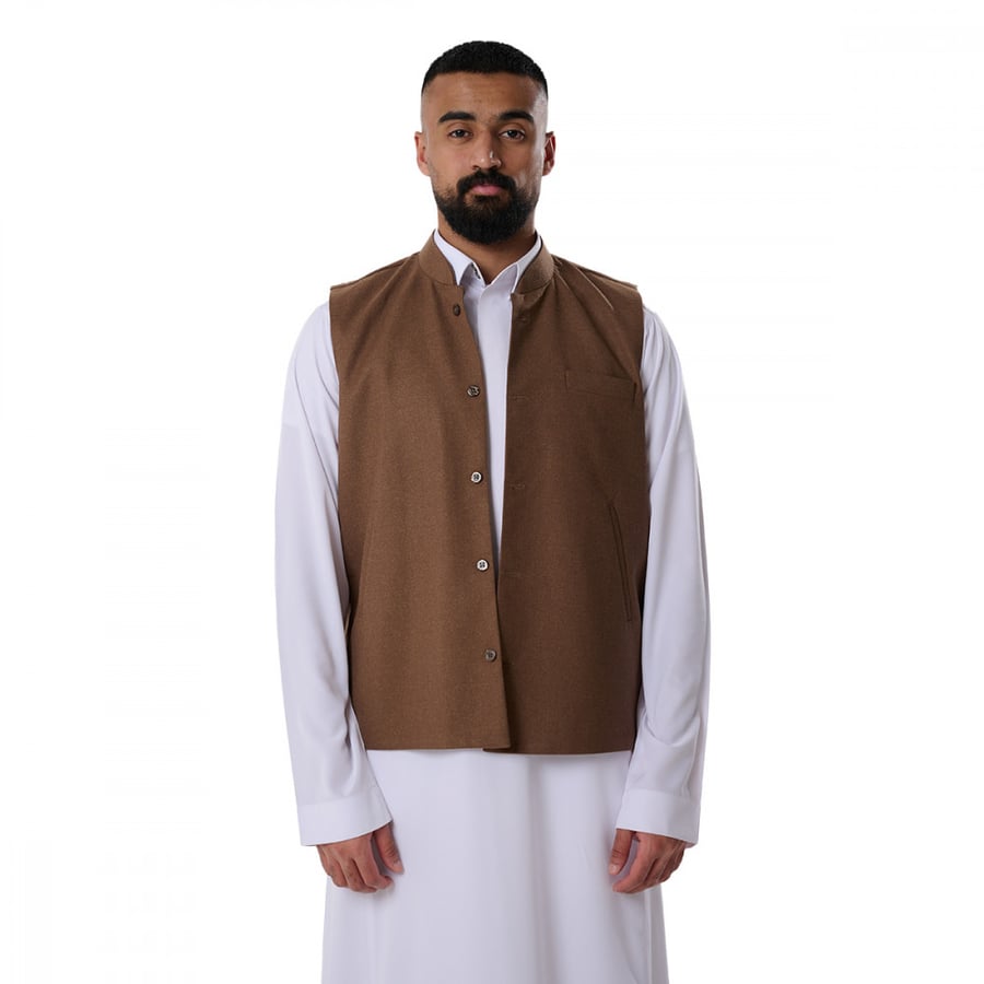 Kashmiri vest, Kuwaiti style, one-sided, brown color