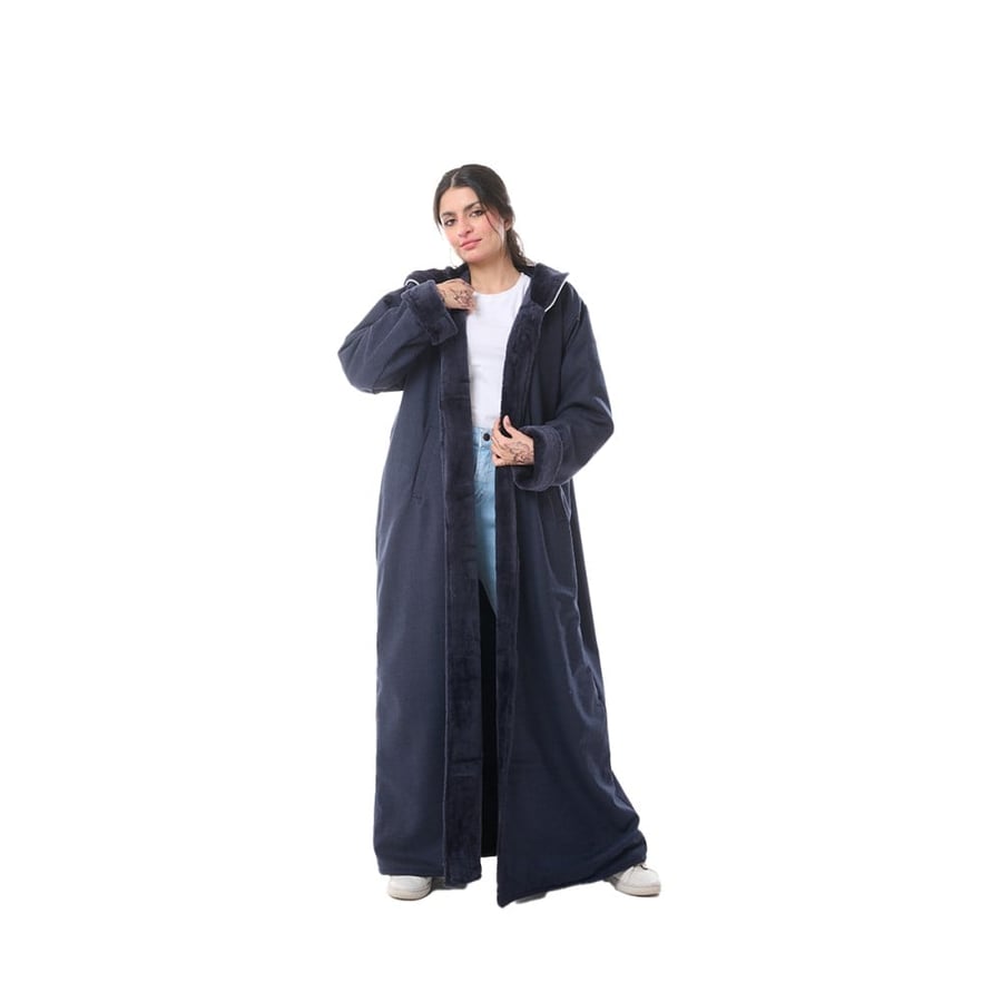 Navy blue cashmere shawl fur