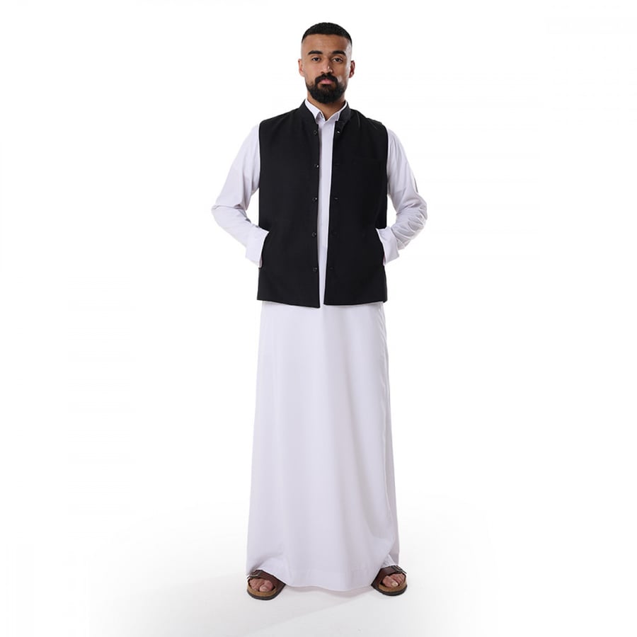 Kashmiri vest, Kuwaiti style, one-sided, black