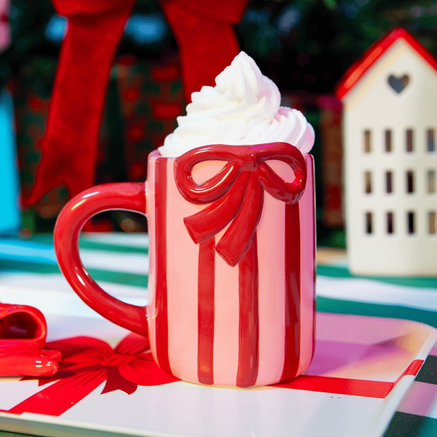 Striped mug with bow