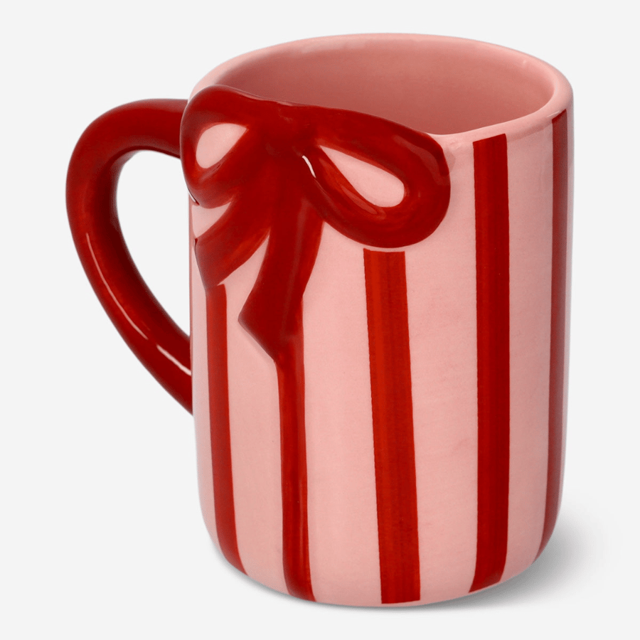 Striped mug with bow