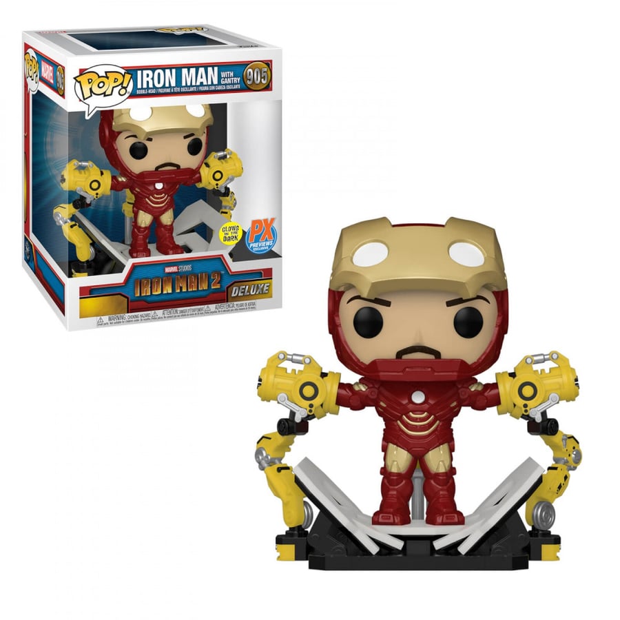 Funko Pop! Deluxe: Iron Man Mark IV with Gantry - Glow in The Dark (EXC)