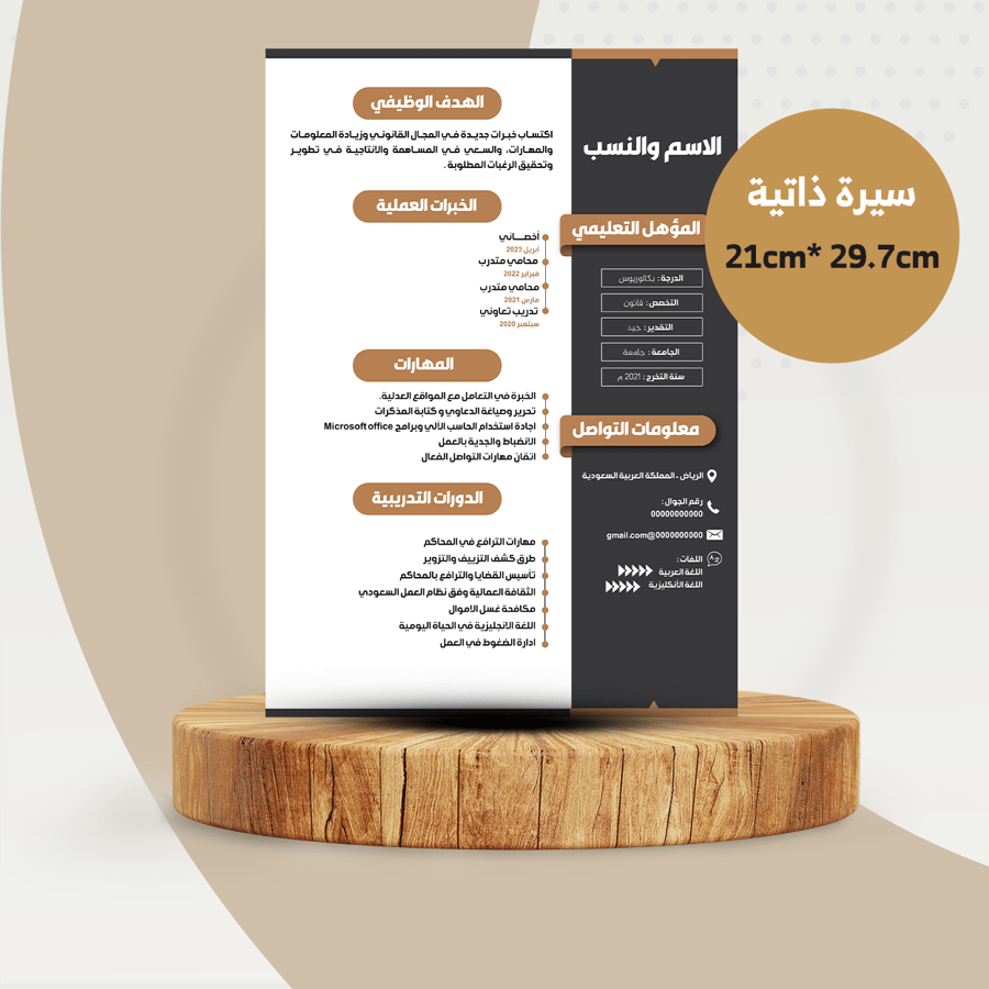 سيرة ذاتية باللغة العربية 1