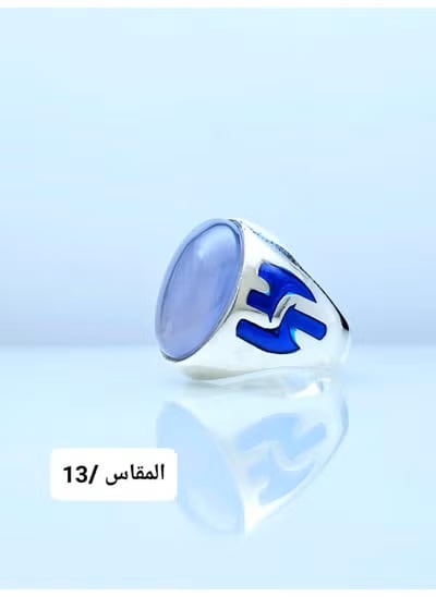 خاتم فضة بشعار نادي الهلال رجالي عقيق يماني طبيعي اصلي عيار 925 حجر كريم ملكي خواتم صياغة يمنيه جديدة هدية ، فضه استرليني مناسب للإهداء للرجل تغليف فخم هدايا رجالية فاخرة