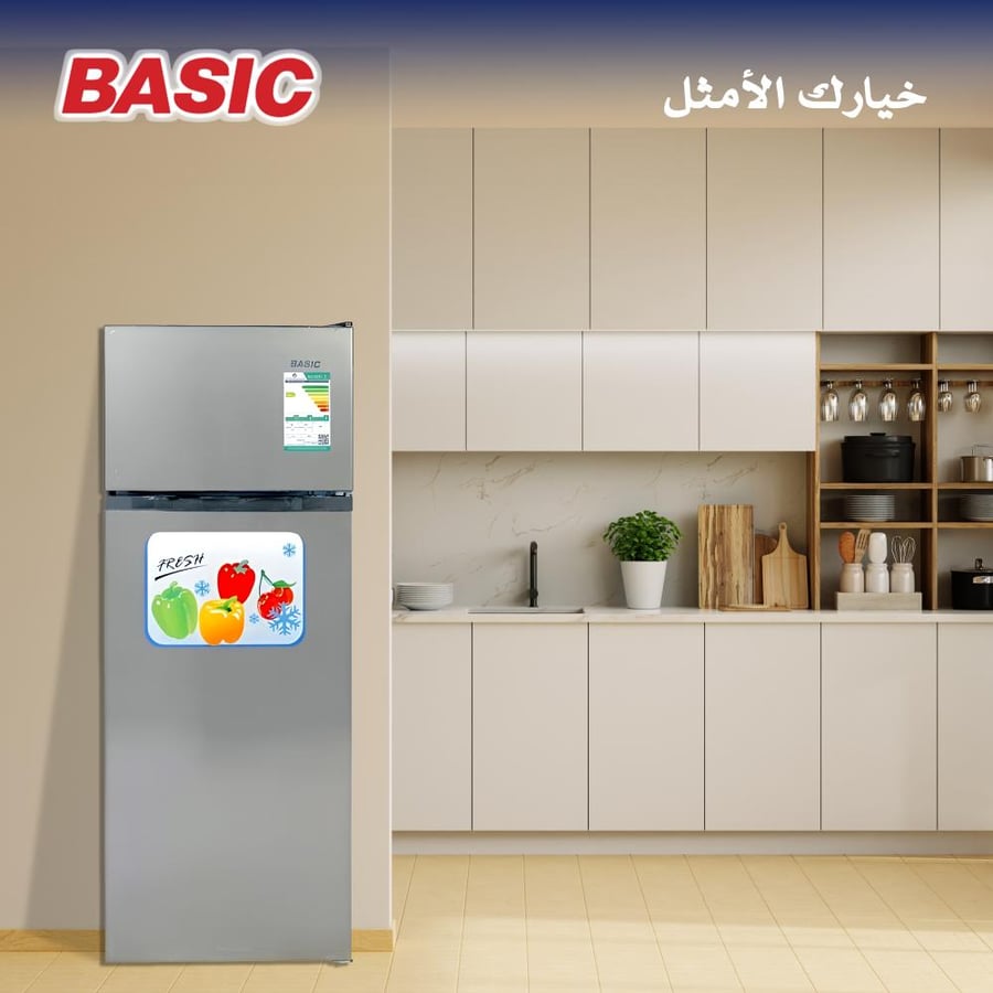 بيسك ثلاجة بابين - 7.4 قدم مكعب - فضي - BRD-D240ML SS