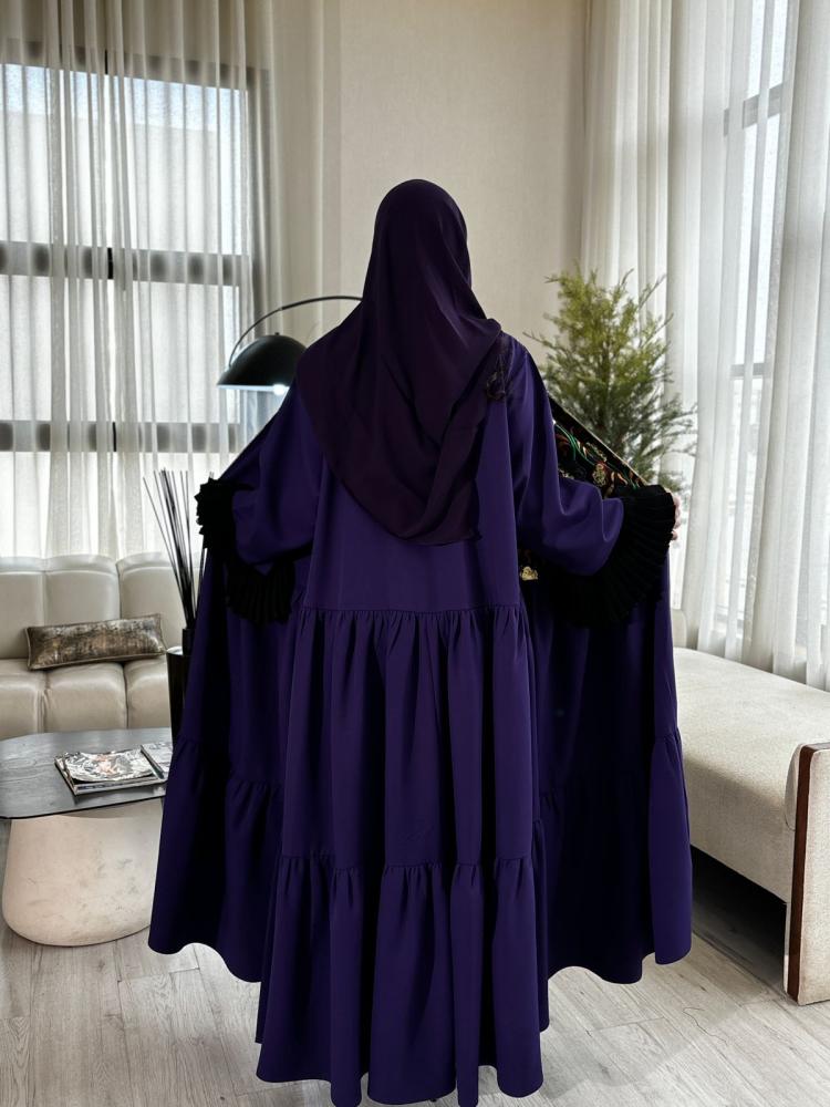 عباية كسرات قصة كلوش كريب بنفسجي واسعه
