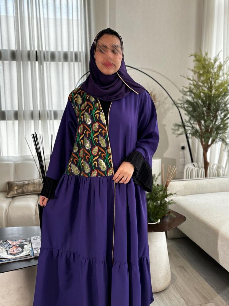 عباية كسرات قصة كلوش كريب بنفسجي