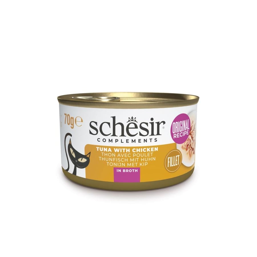 شيزر تونا مع الدجاج وجبة طبيعية للقطط Schesir wet cat food