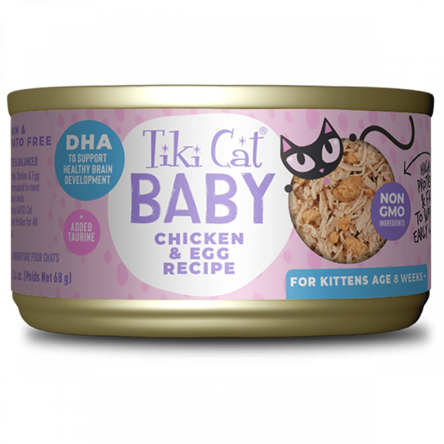 تيكي كات بيبي معلبات قطط شرائح الدجاج مع البيض    Tiki Cat Baby Kitten