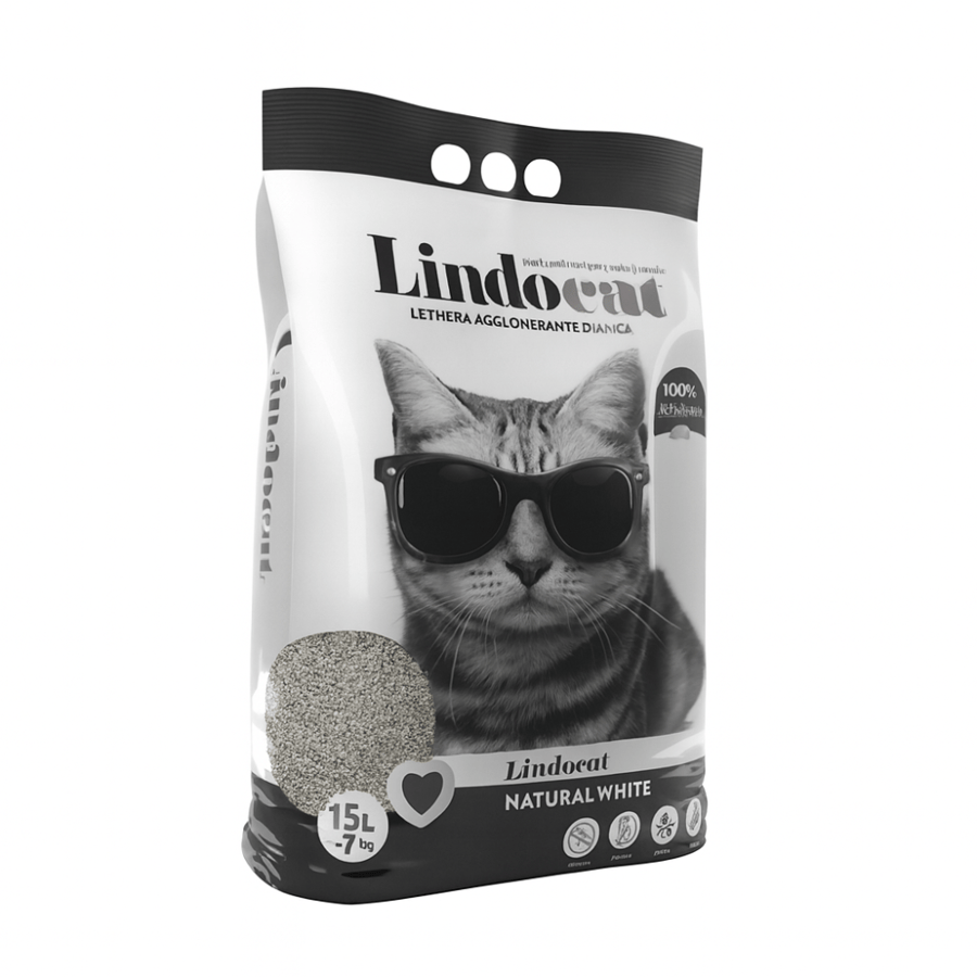 Lindocat Natural White Long-lasting white clumping litter رمل ليندو كا