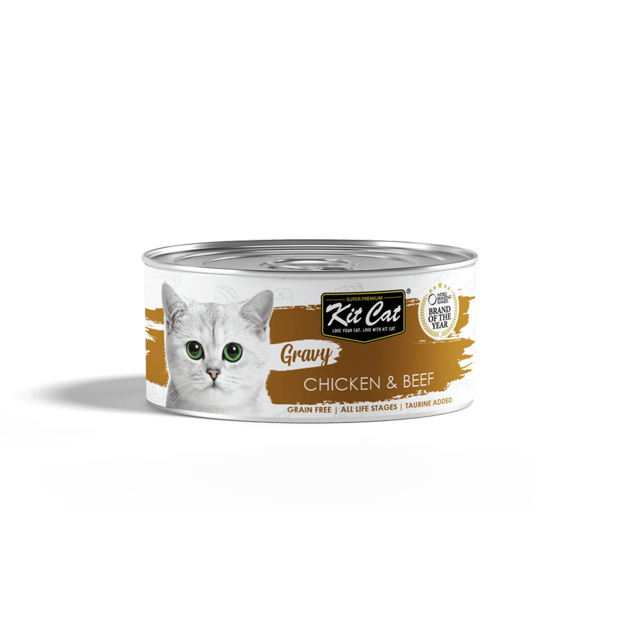 معلبات كت كات جرايفي دجاج مع لحم بالمرق Kit Cat Gravy Chicken Beef