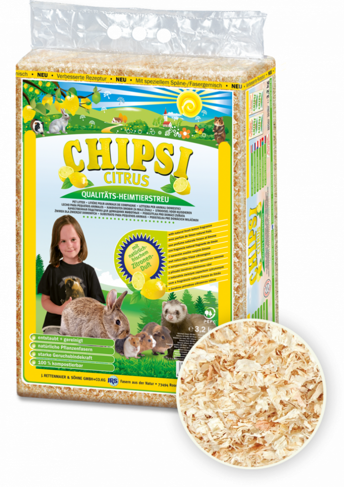شيبسي نشارة خشب فرشة للأرانب والوبر والهامستر نكهة الليمون Chipci Citrus Pet Bedding Wood Chip Litter Lemon