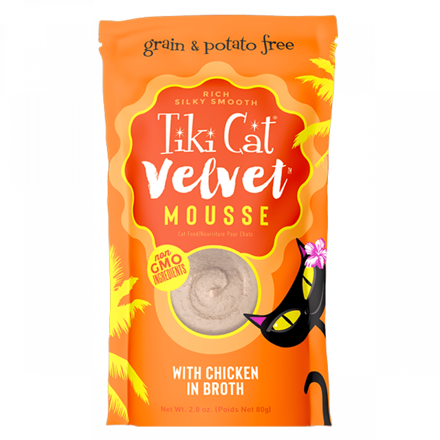 تيكي كات فيلفت اظرف رطبة موس الدجاج بالمرق 80غ Tiki Cat Velvet Mousse with Chicken in Broth