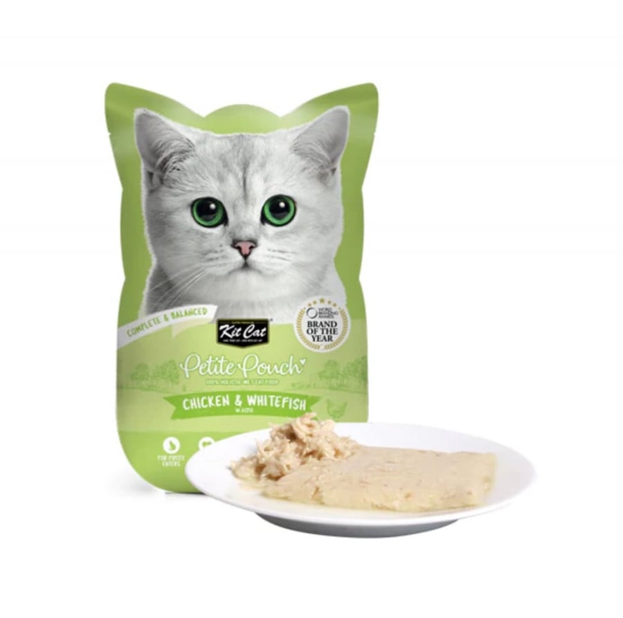 أظرف بتيت باوتش بالدجاج والسمك الابيض 70غ - Kit Cat Petite Pouch