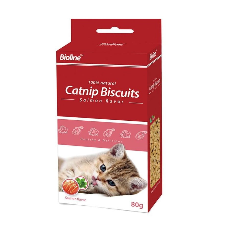 بايولاين بسكويت كاتنيب بطعم السالمون مكافآت قطط BioLine Catnip Biscuit