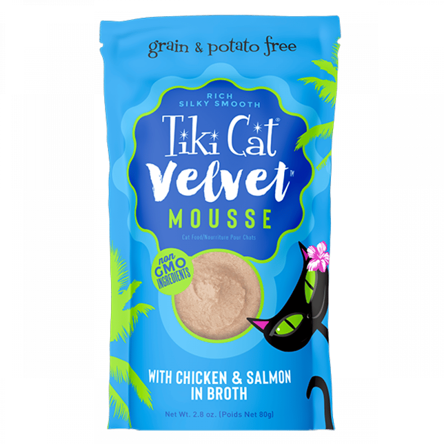 اظرف قطط رطبة تيكي كات دجاج وسالمون Tiki Cat Velvet Mousse Chicken wet