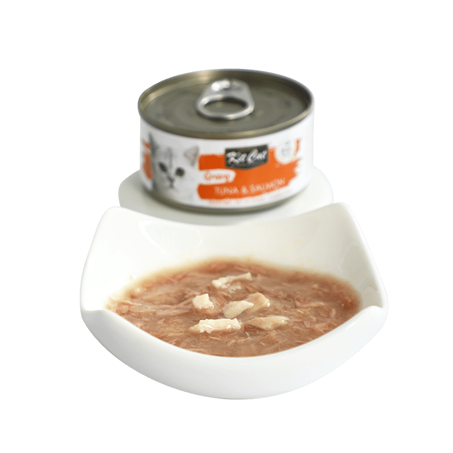 معلبات كت كات جرافي تونا مع السالمون بالمرق Kit Cat Gravy Tuna Salmon